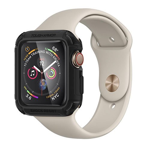 Spigen kryt Tough Armor pre pre Apple Watch 4/5/6/SE/SE 2 44mm - Black