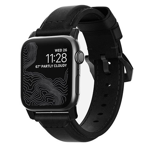 Nomad kožený remienok pre Apple Watch 44-49mm - Traditional Black/Black Hardware