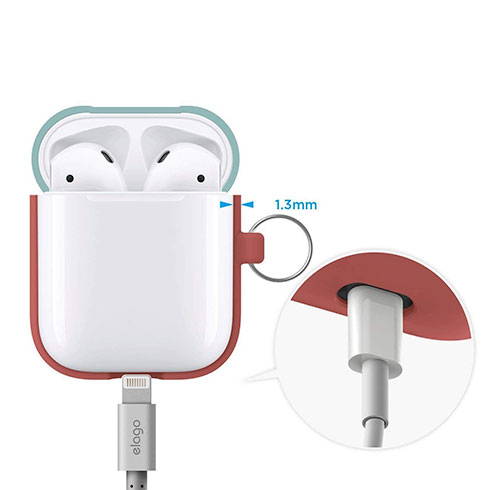 Elago Airpods Silicone Duo Hang Case - Italian Rose/ Coral Blue, Yellow