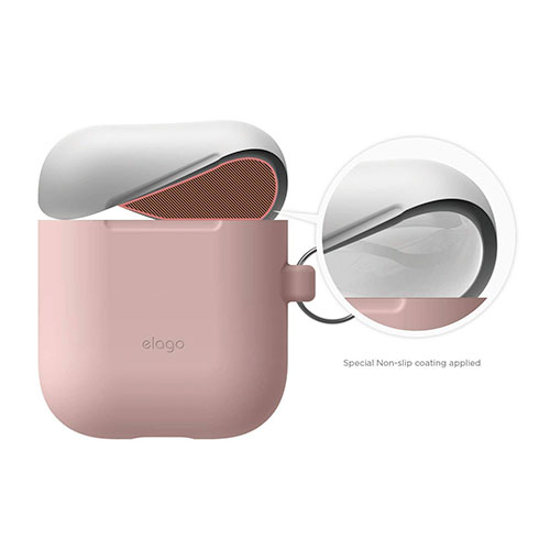 Elago Airpods Silicone Duo Hang Case - Pink/ White, Pastel Blue