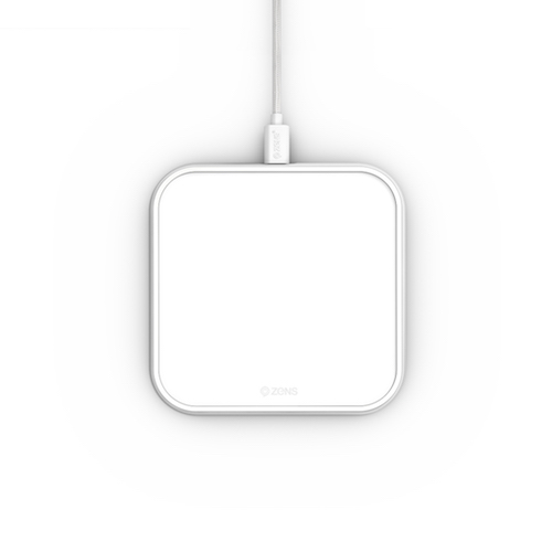 ZENS Aluminium Single Wireless Charger 10W - White
