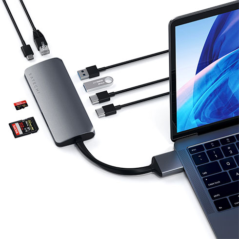 Satechi USB-C Dual Multimedia adapter - Space Gray Aluminium