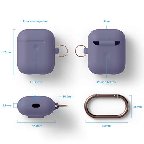 Elago Airpods 2 Silicone Hang Case - Lavender Gray