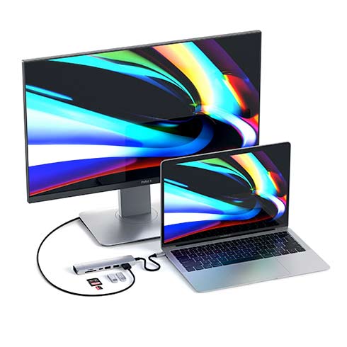 Satechi USB-C Slim Multiport adaptér with Ethernet - Silver Aluminium