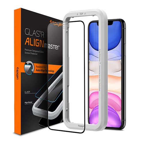 Spigen ochranné sklo GLAS.tR AlignMaster pre iPhone 11 Pro/XS - Black Frame