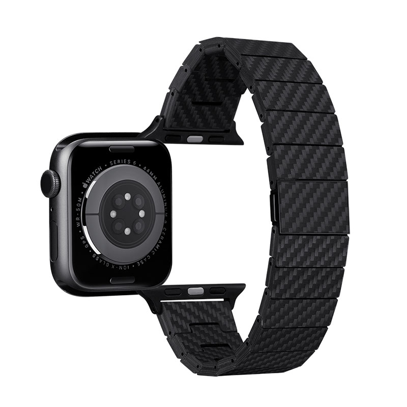 Pitaka remienok Carbon Fiber Strap pre Apple Watch 42/44/45mm - Black