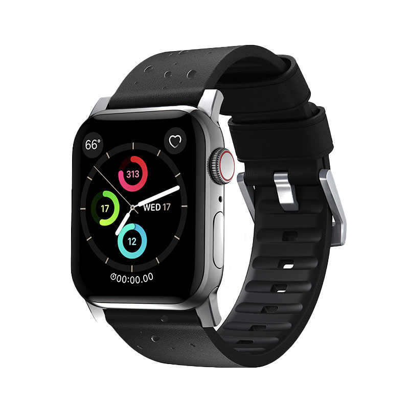 Nomad kožený remienok pre Apple Watch 44-49mm - Active Pro Black/Silver Hardware