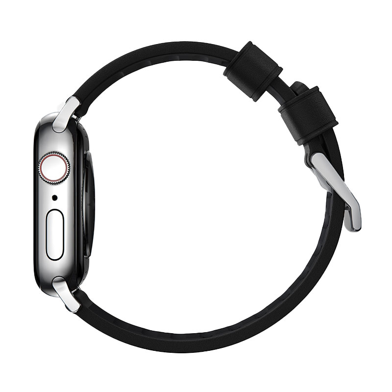 Nomad kožený remienok pre Apple Watch 44-49mm - Active Pro Black/Silver Hardware