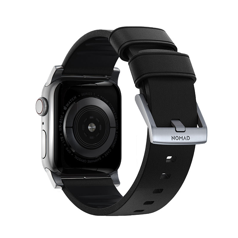 Nomad kožený remienok pre Apple Watch 44-49mm - Active Pro Black/Silver Hardware