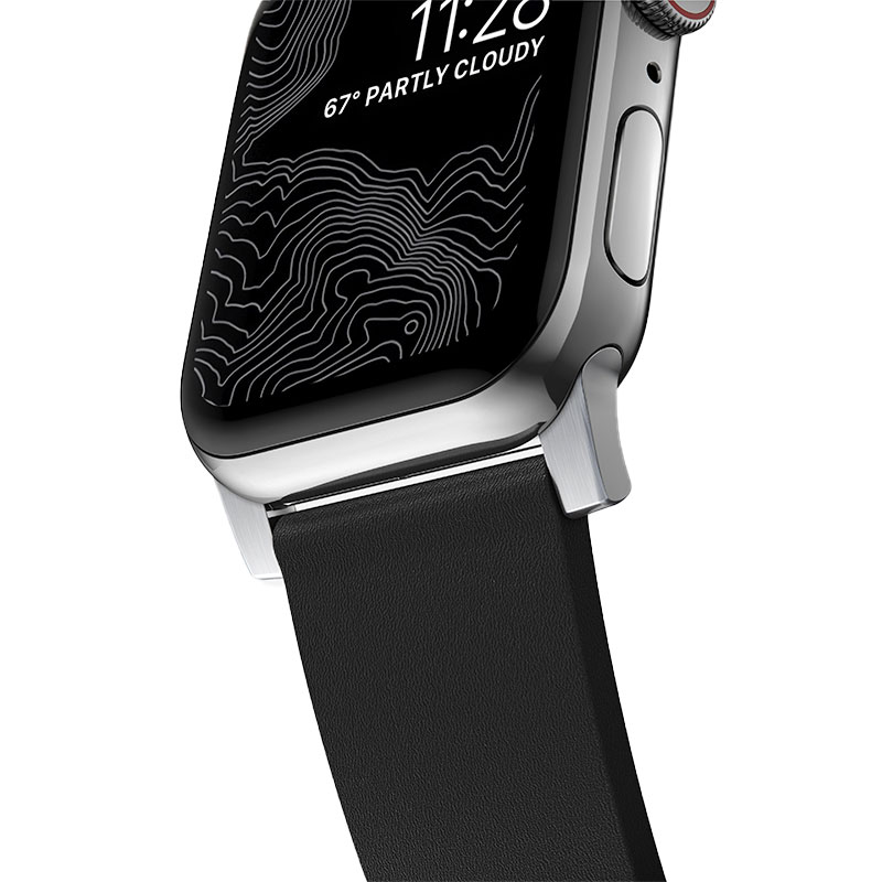 Nomad kožený remienok pre Apple Watch 44-49mm - Active Pro Black/Silver Hardware