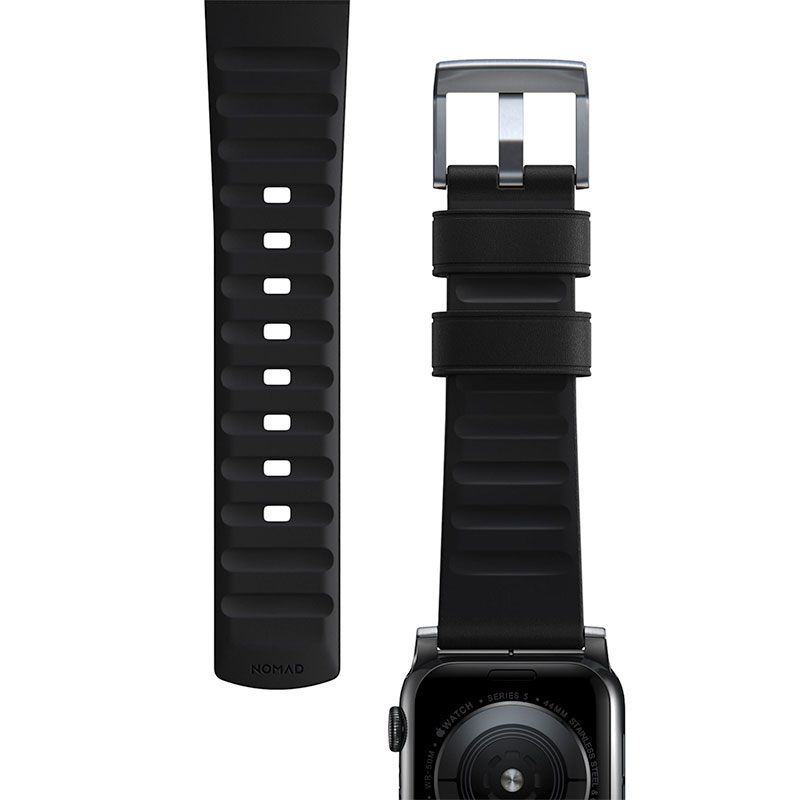 Nomad kožený remienok pre Apple Watch 44-49mm - Active Pro Black/Silver Hardware