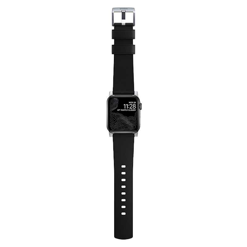 Nomad kožený remienok pre Apple Watch 44-49mm - Active Pro Black/Silver Hardware