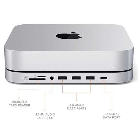 Satechi USB-C Aluminium Stand & Hub pre Mac Mini with SSD enclosure - Silver