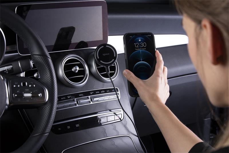Epico Magnetic Wireless Car Charger (MagSafecompatible) 15W/10W/7,5W + 18W - Space Gray
