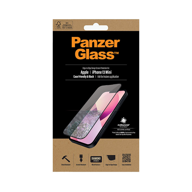 PanzerGlass ochranné sklo Friendly Case AB pre iPhone 13 mini - Black Frame
