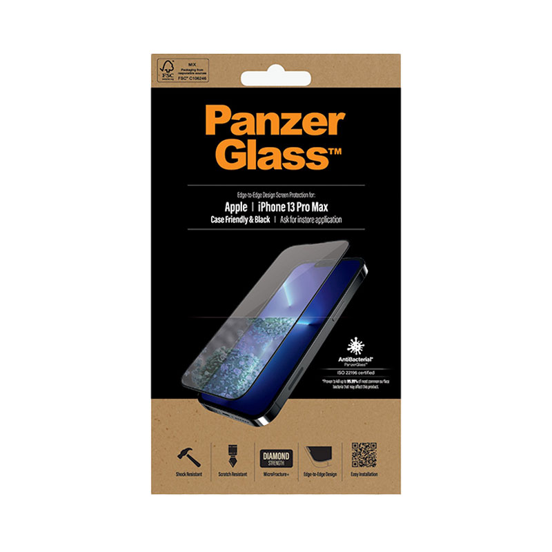 PanzerGlass ochranné sklo Friendly Case AB pre iPhone 13 Pro Max - Black Frame