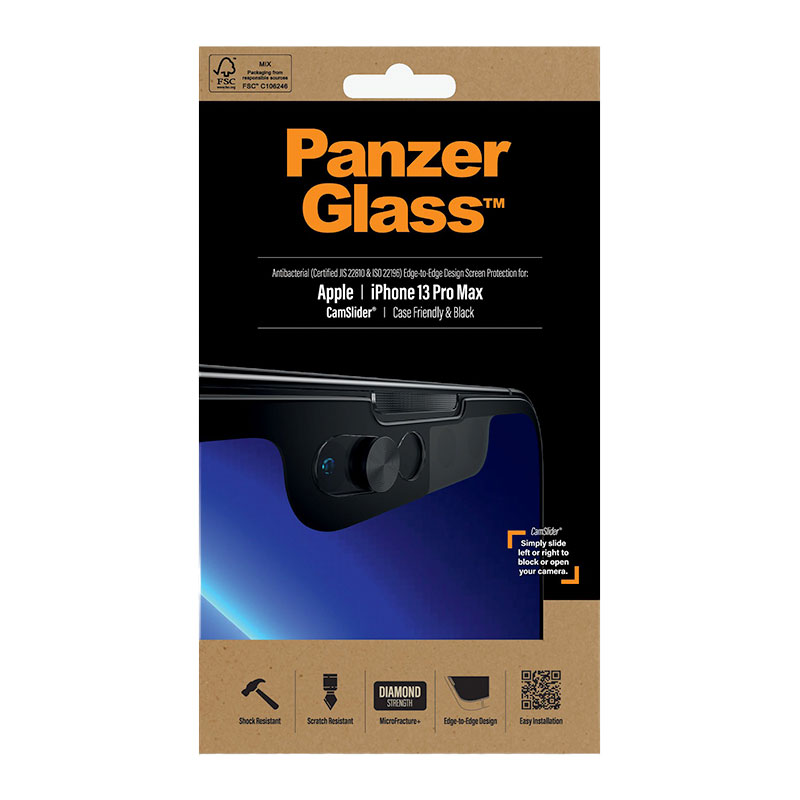 PanzerGlass ochranné sklo Camslider AB pre iPhone 13 Pro Max - Black Frame