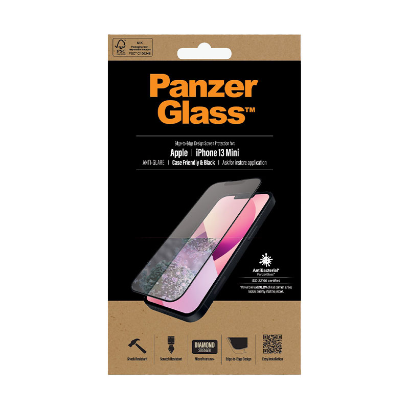 PanzerGlass ochranné sklo Friendly Case Anti-Glare pre iPhone 13 mini - Black Frame