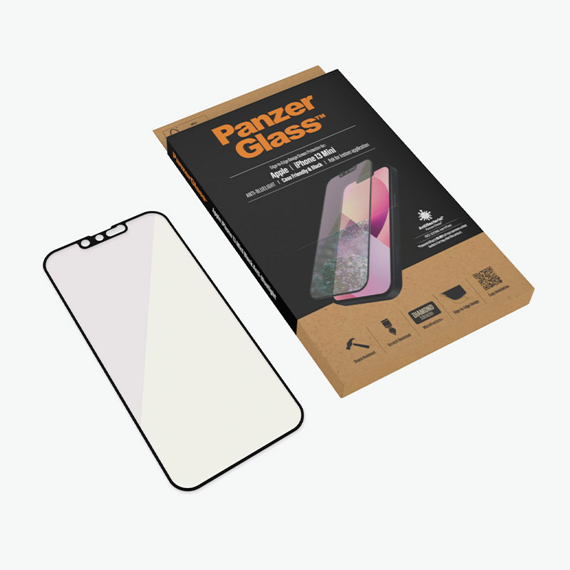 PanzerGlass ochranné sklo Friendly Case Anti-Bluelight pre iPhone 13 mini - Black Frame