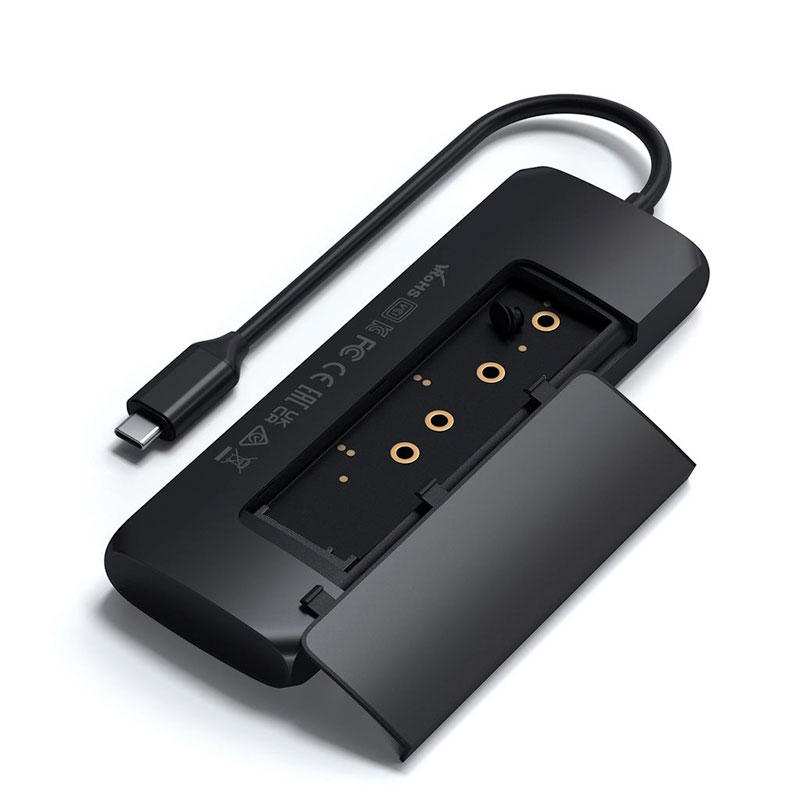 Satechi USB-C Hybrid Multiport adaptér with SSD enclosure - Black Aluminium