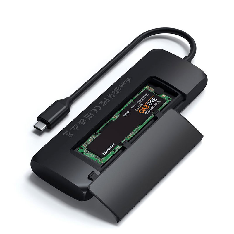 Satechi USB-C Hybrid Multiport adaptér with SSD enclosure - Black Aluminium