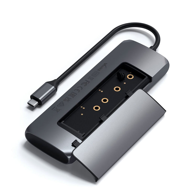 Satechi USB-C Hybrid Multiport adaptér with SSD enclosure - Space Gray Aluminium