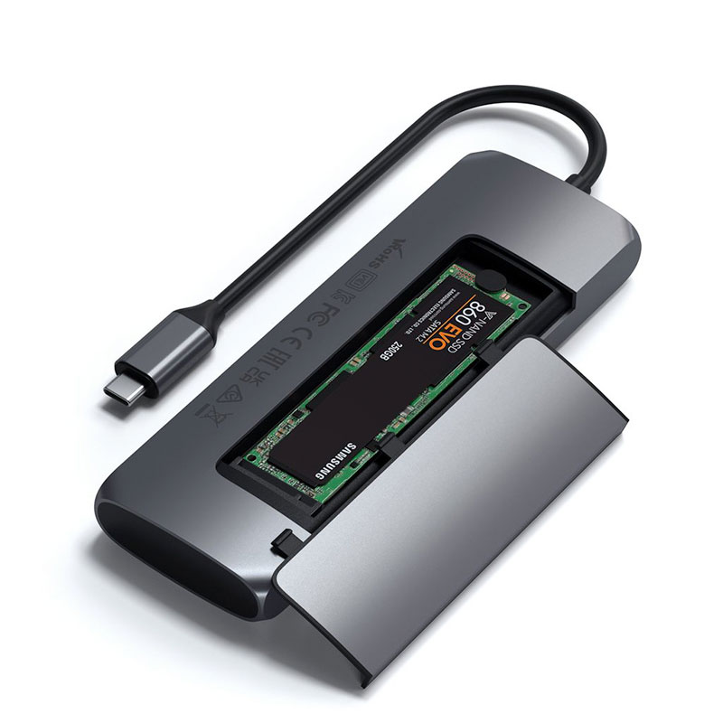 Satechi USB-C Hybrid Multiport adaptér with SSD enclosure - Space Gray Aluminium