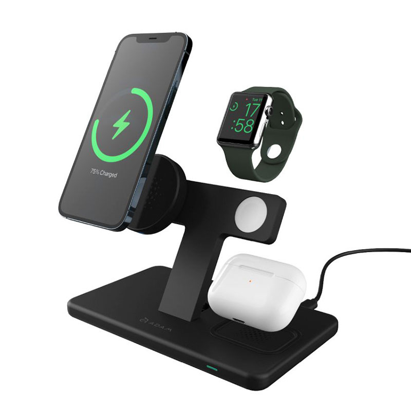 Adam Elements Omnia M3 Magnetic 3-in-1 Wireless Charging Station - Black