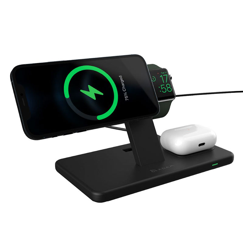 Adam Elements Omnia M3 Magnetic 3-in-1 Wireless Charging Station - Black
