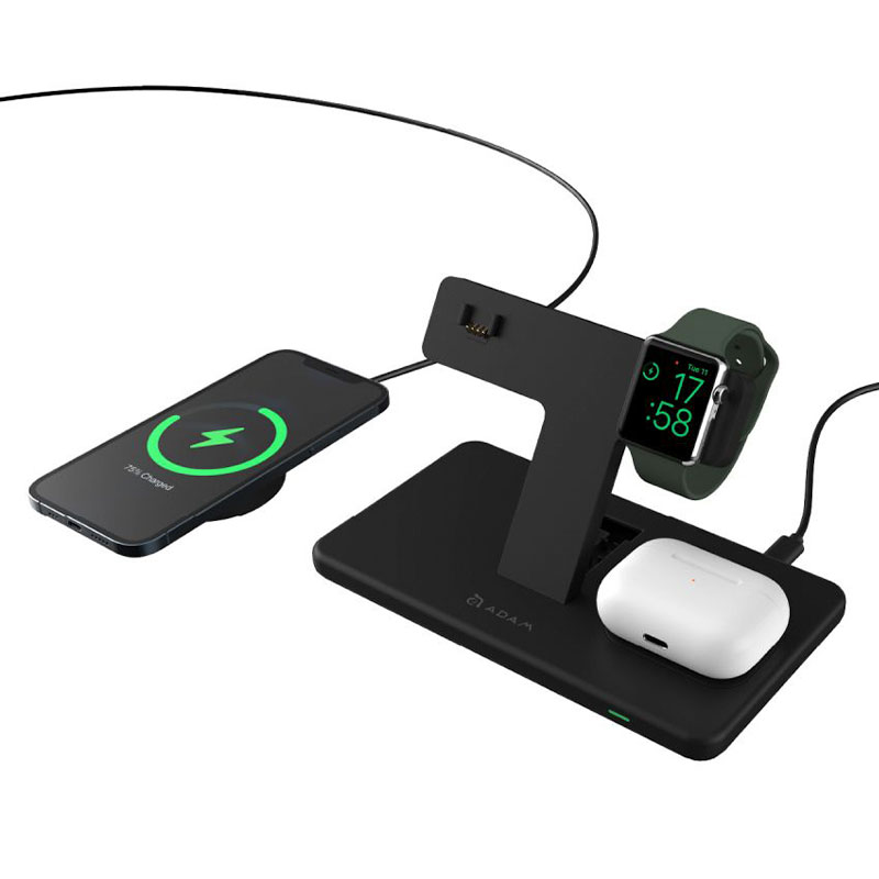 Adam Elements Omnia M3 Magnetic 3-in-1 Wireless Charging Station - Black
