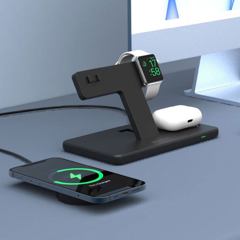 Adam Elements Omnia M3 Magnetic 3-in-1 Wireless Charging Station - Black