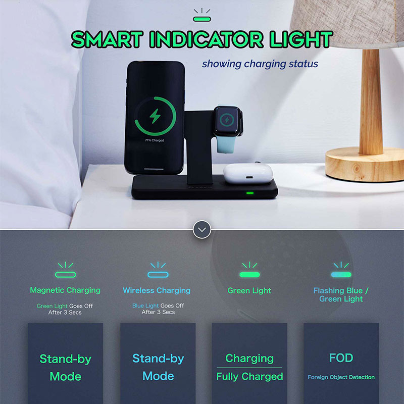 Adam Elements Omnia M3 Magnetic 3-in-1 Wireless Charging Station - Black