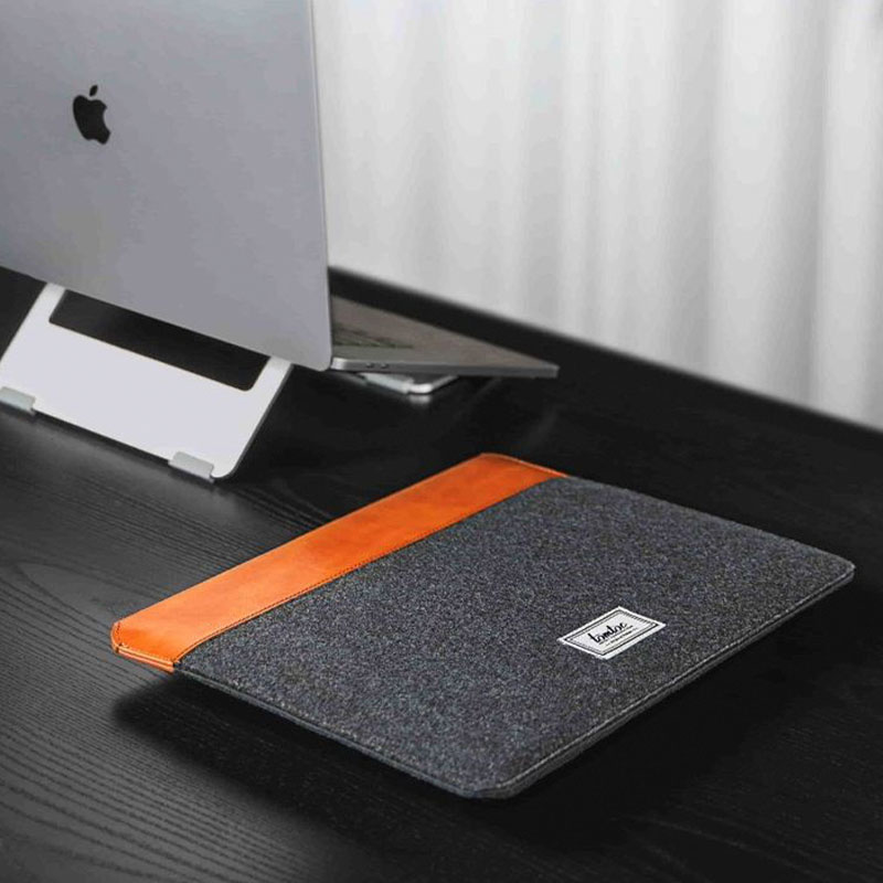Tomtoc puzdro Felt & PU Leather Case pre Macbook Pro/Air 13" - Gray/Brown