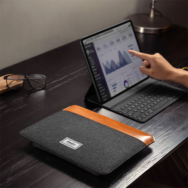 Tomtoc puzdro Felt & PU Leather Case pre iPad Pro 12.9" - Gray/Brown