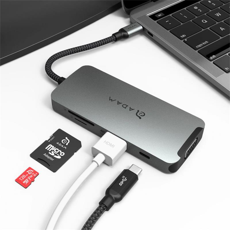Adam Elements USB-C multiport hub CASA 8 in 1 - Grey