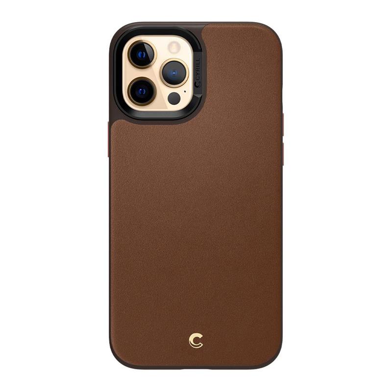 Spigen kryt Leather Brick pre iPhone 12/12 Pro - Saddle Brown