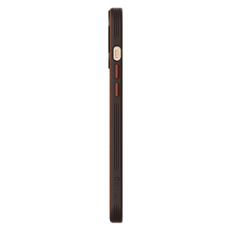 Spigen kryt Leather Brick pre iPhone 12/12 Pro - Saddle Brown