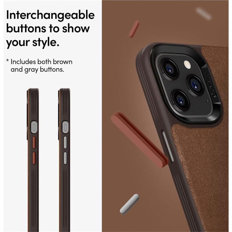 Spigen kryt Leather Brick pre iPhone 12/12 Pro - Saddle Brown