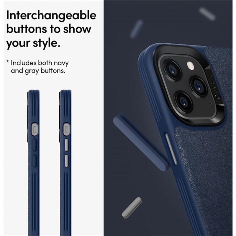 Spigen kryt Leather Brick pre iPhone 12/12 Pro - Navy