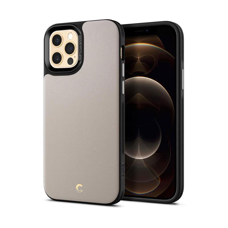 Spigen kryt Leather Brick pre iPhone 12/12 Pro - Stone