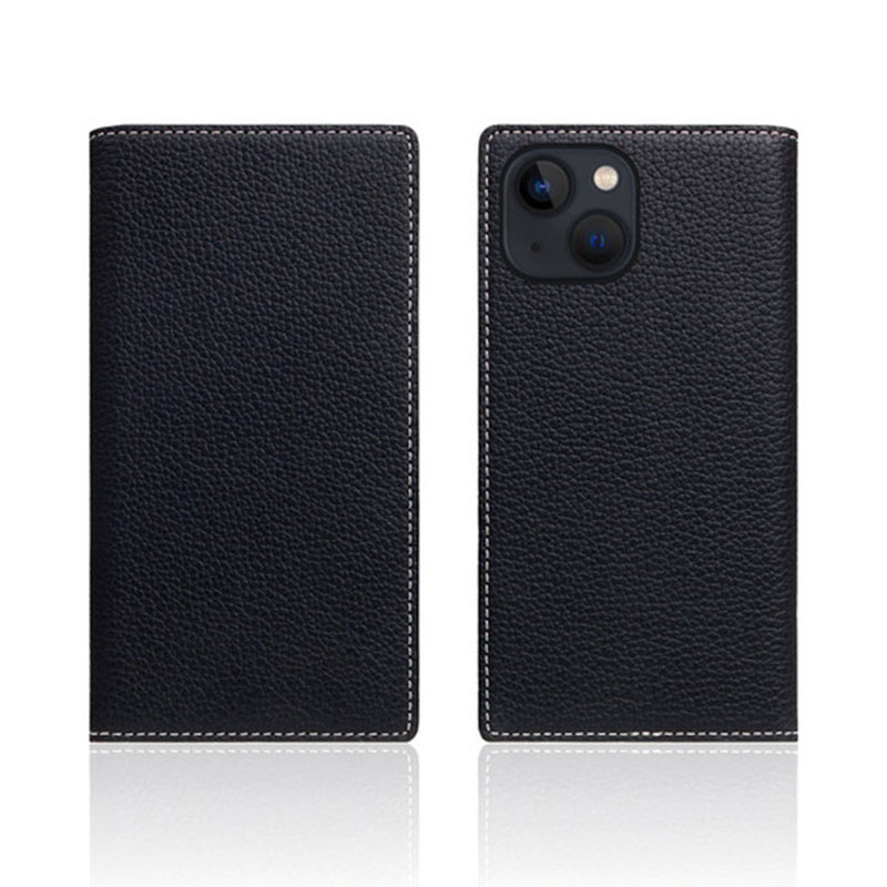 SLG Design puzdro D8 Full Grain Leather pre iPhone 13 - Black Blue