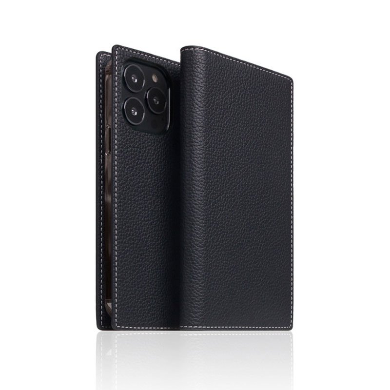 SLG Design puzdro D8 Full Grain Leather pre iPhone 13 Pro - Black Blue