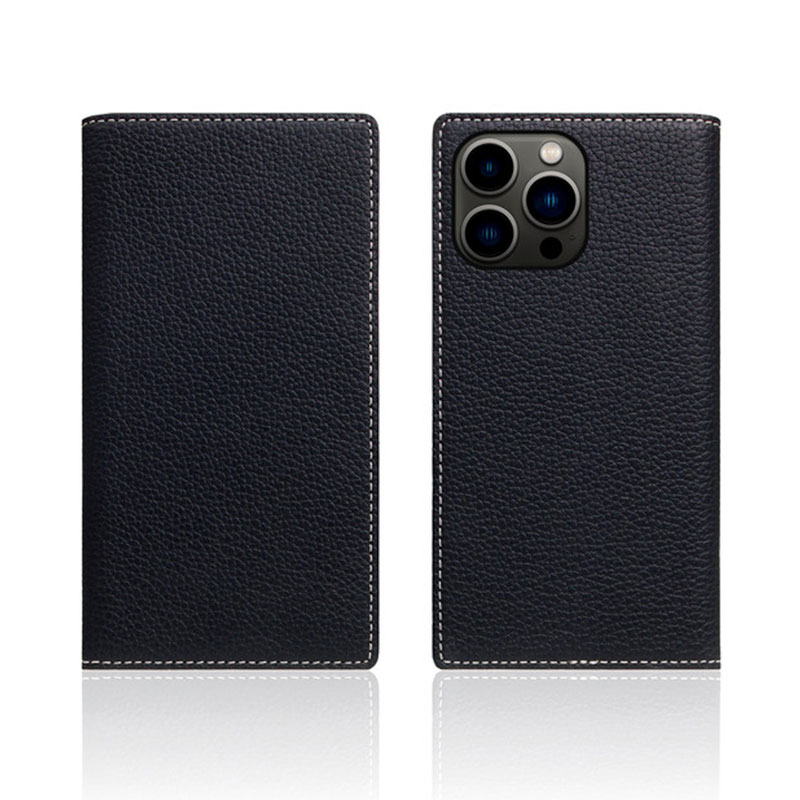 SLG Design puzdro D8 Full Grain Leather pre iPhone 13 Pro - Black Blue