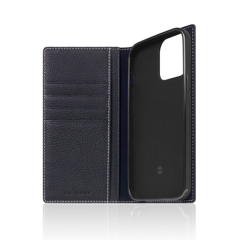 SLG Design puzdro D8 Full Grain Leather pre iPhone 13 Pro - Black Blue