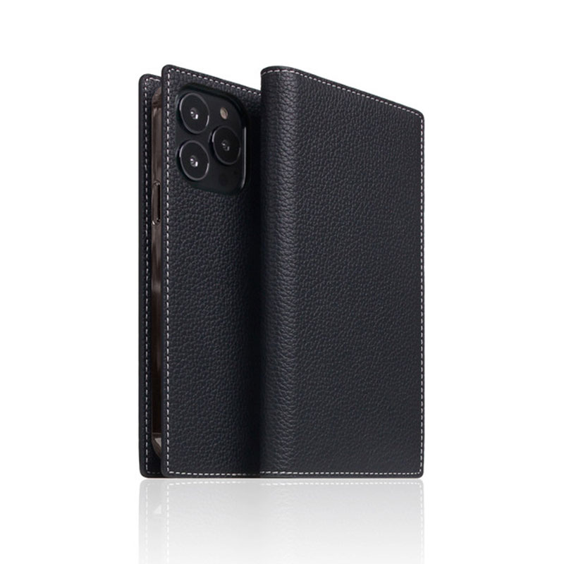 SLG Design puzdro D8 Full Grain Leather pre iPhone 13 Pro - Black Blue