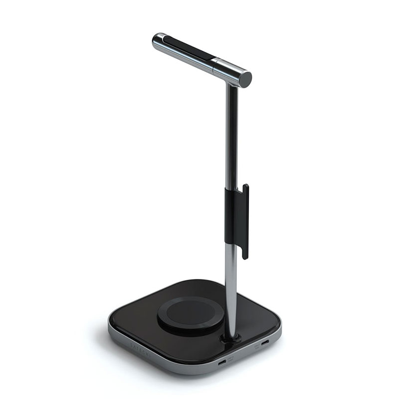 Satechi stojan 2-in-1 Headphone Stand With Wireless Charger - Space Grey Aluminium
