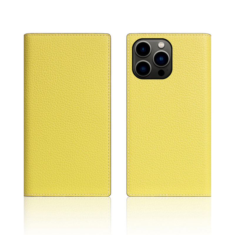 SLG Design puzdro D8 Neon Full Grain Leather Diary pre iPhone 13 Pro - Lemon