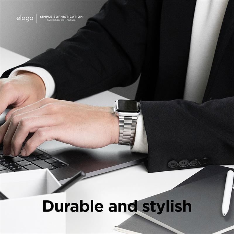 Elago remienok Metal Band pre Apple Watch 44/45/46mm - Silver