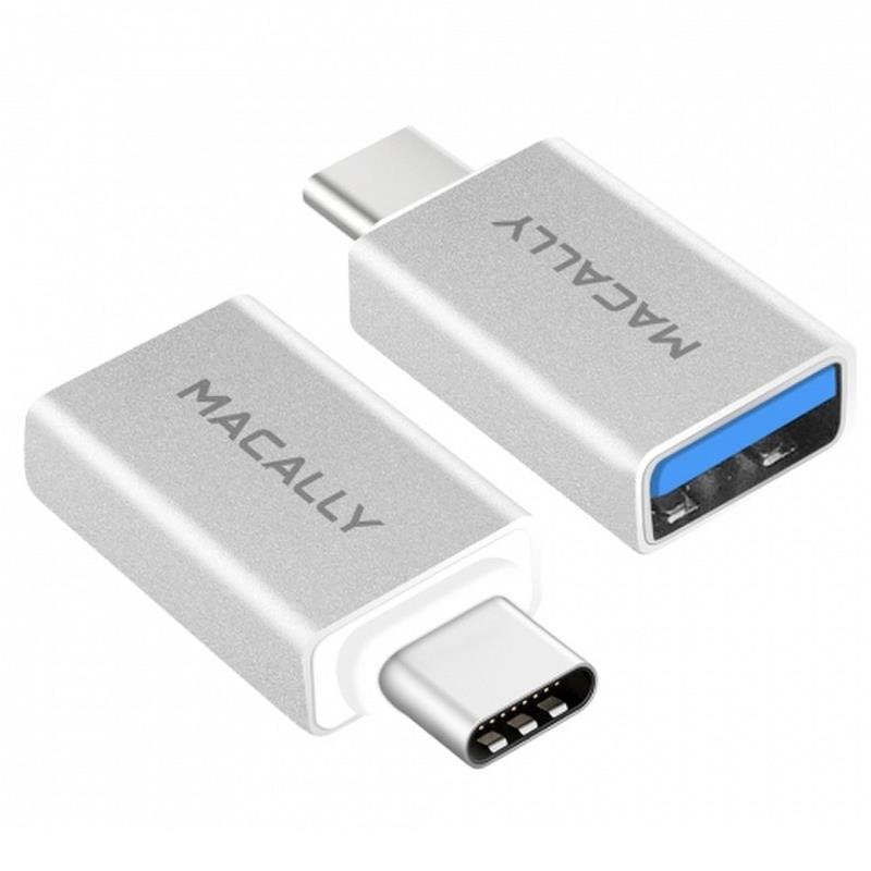 Macally USB-C to USB-A adaptér 2pack - Silver Aluminium