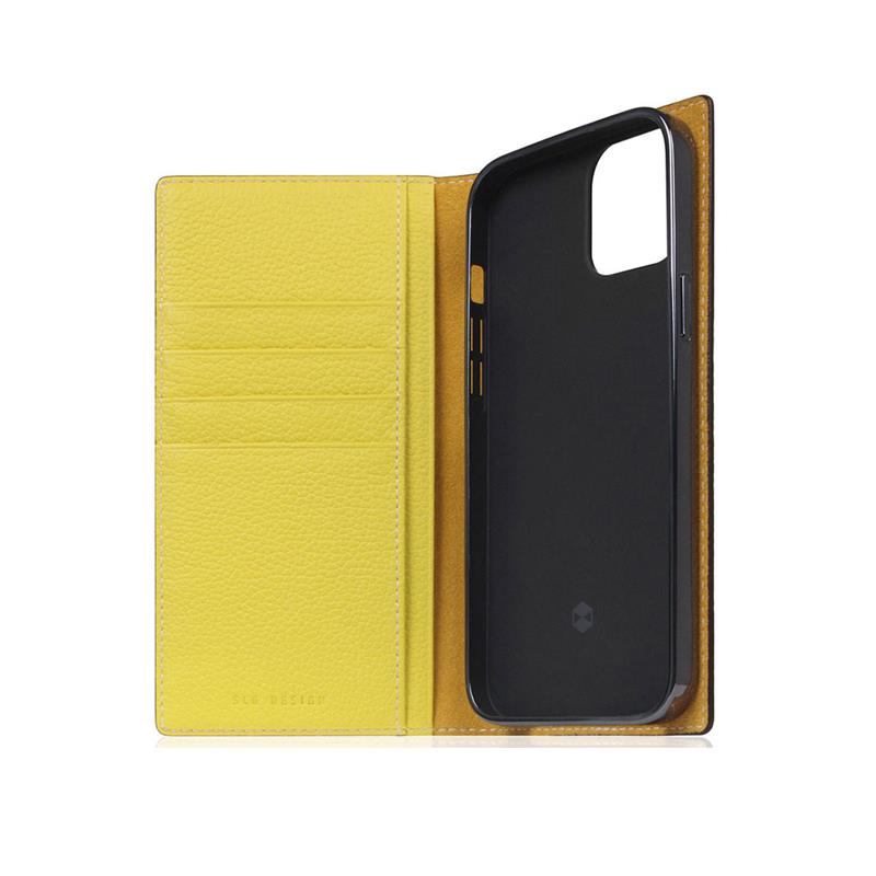 SLG Design puzdro D8 Neon Full Grain Leather Diary pre iPhone 13 - Lemon